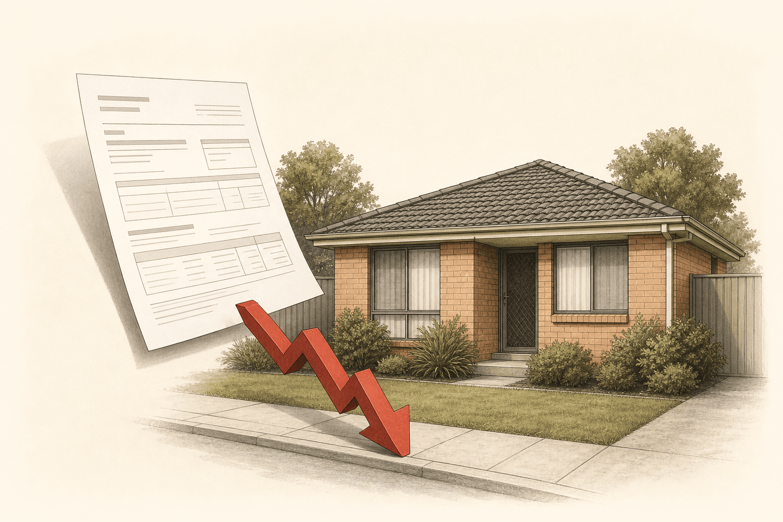 What a 10–20% price correction does to a negatively-geared property at 4.10%