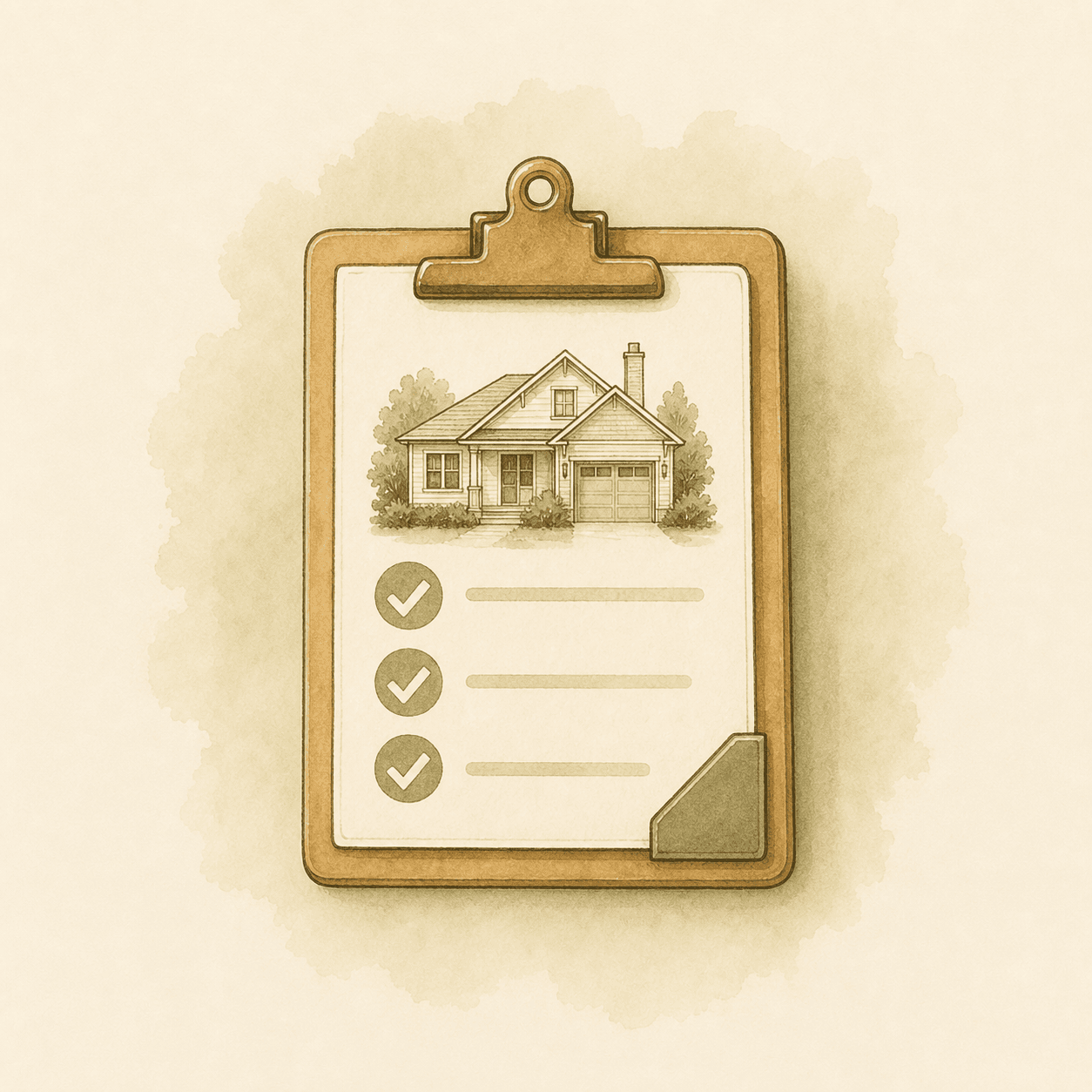 Home preparation clipboard with checked items